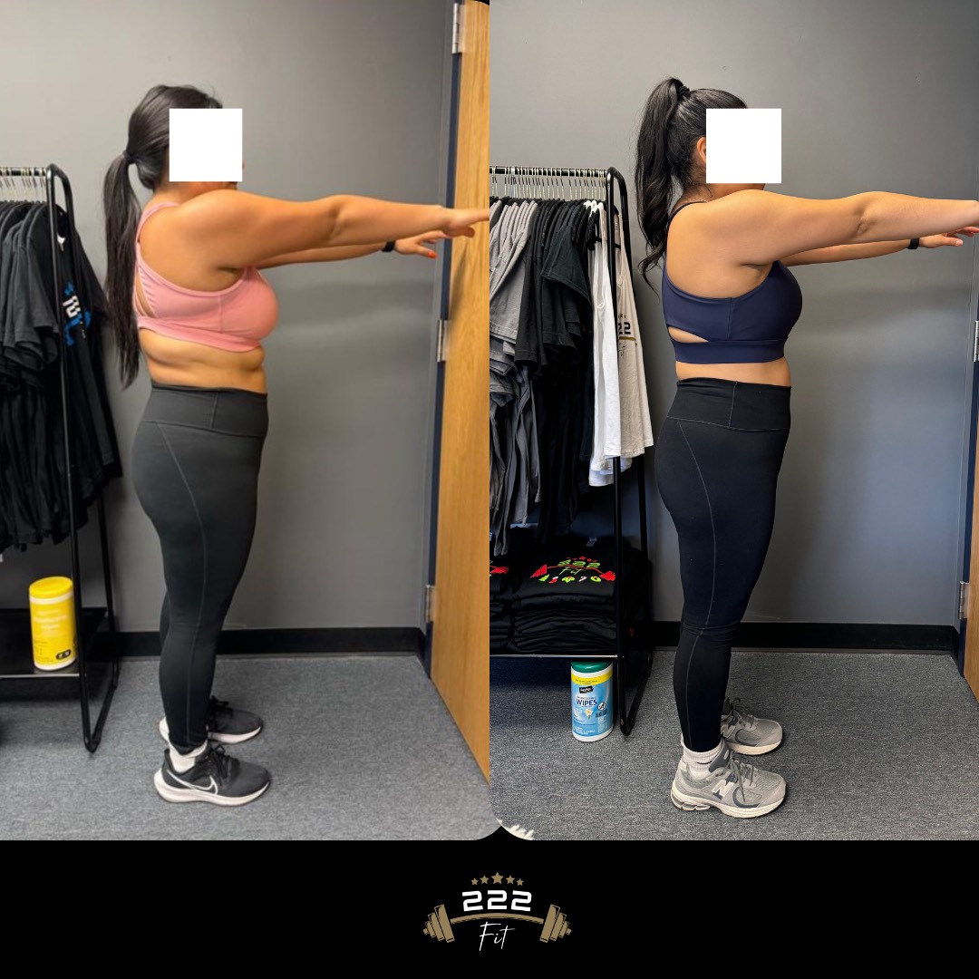 Client transformation result from 222 Fit personal training in Carol Stream, IL - Before and after 5